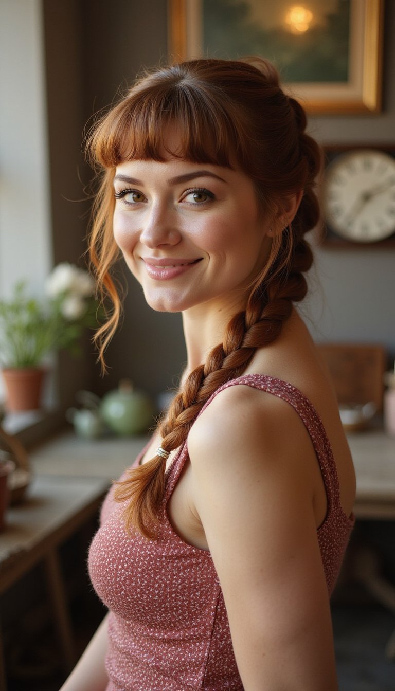 Vintage Pin-Up Braided Ponytail With Retro Waves