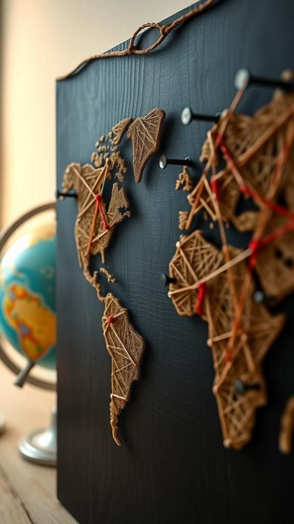 World Map With Travel Pins And Paths