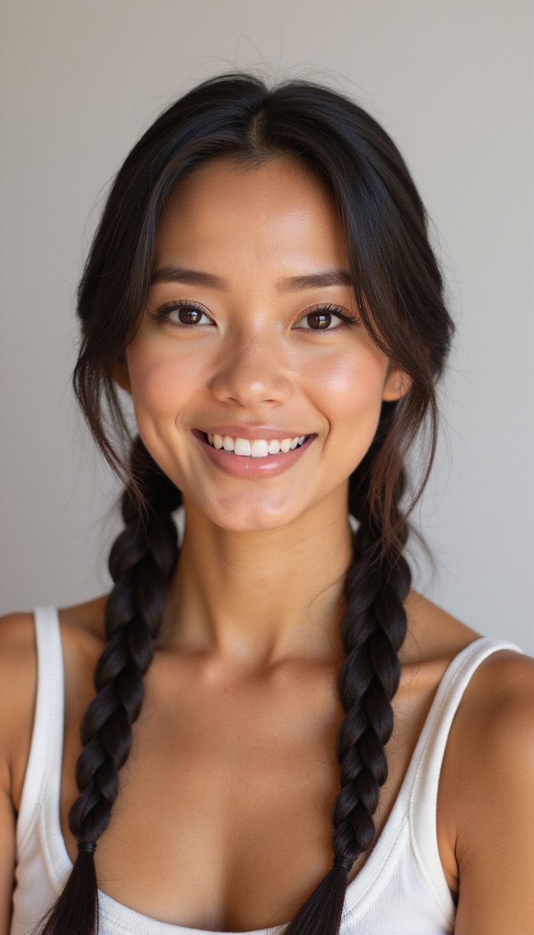 Classic Sleek Boxer Braids With Center Part