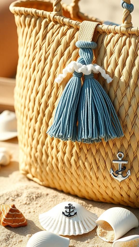 Beach Tote Charm Cluster With Nautical Tassels