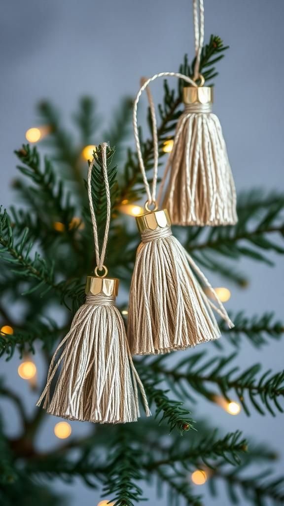 Holiday Tree Ornaments With Metallic Thread Tassels