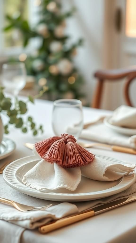 Napkin Rings With Glossy Floss Tassel Accents