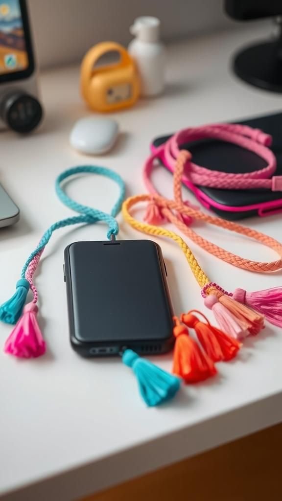 Phone Wrist Strap Laced With Micro Tassels