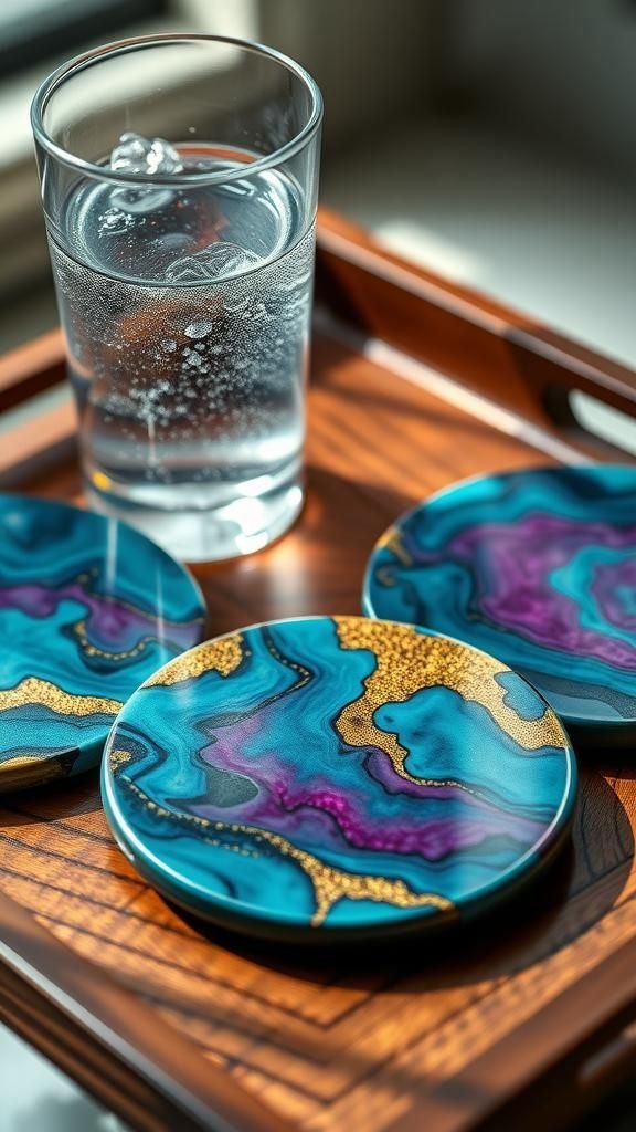 Alcohol Ink Galaxy Glaze Ceramic Tile Coasters