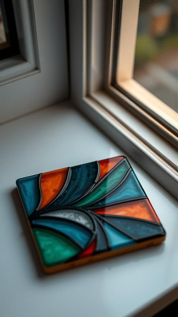 Stained Glass Look With Leading Tape On Tiles