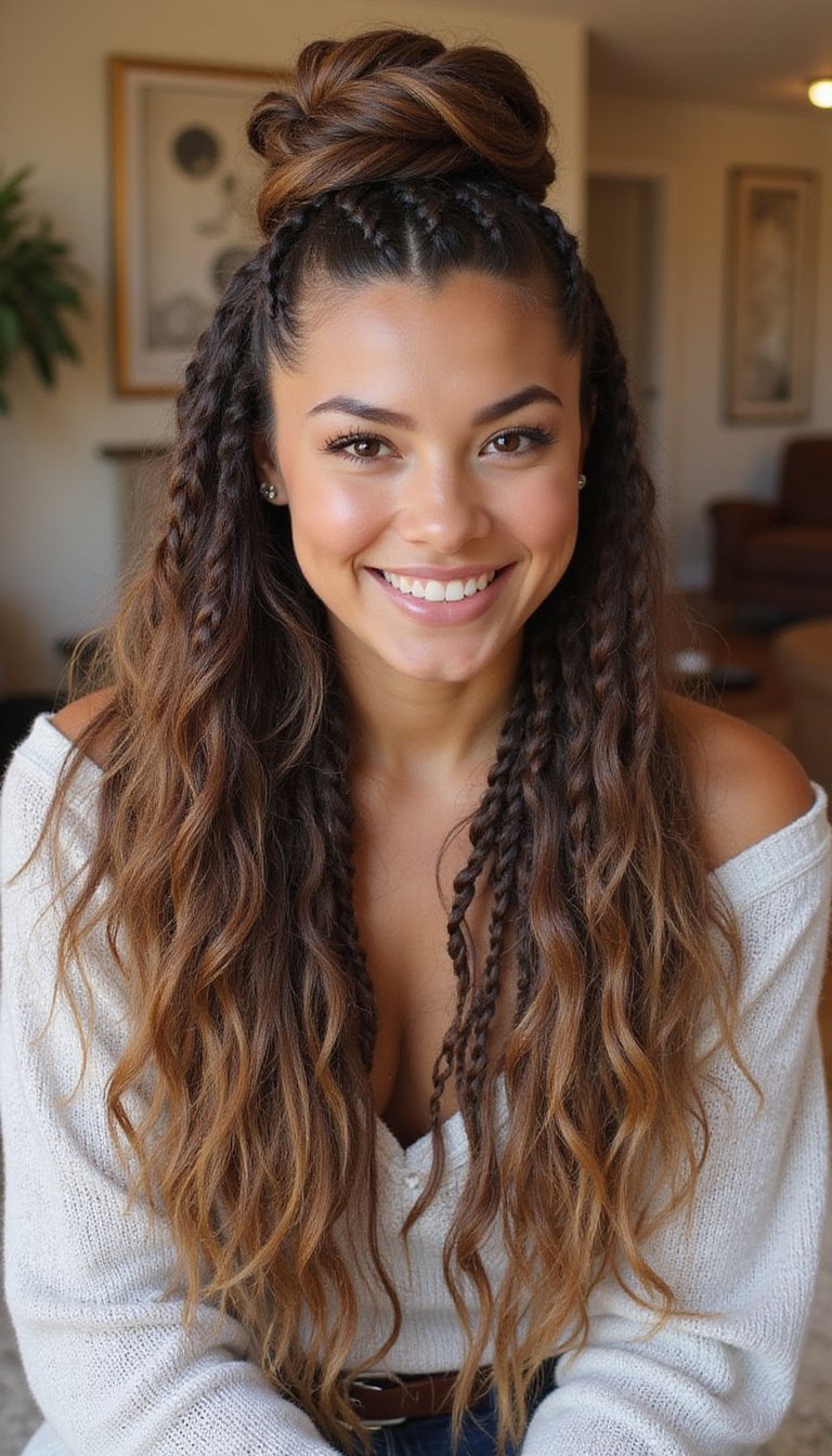 Half Up Knot With Flowy Butterfly Locs