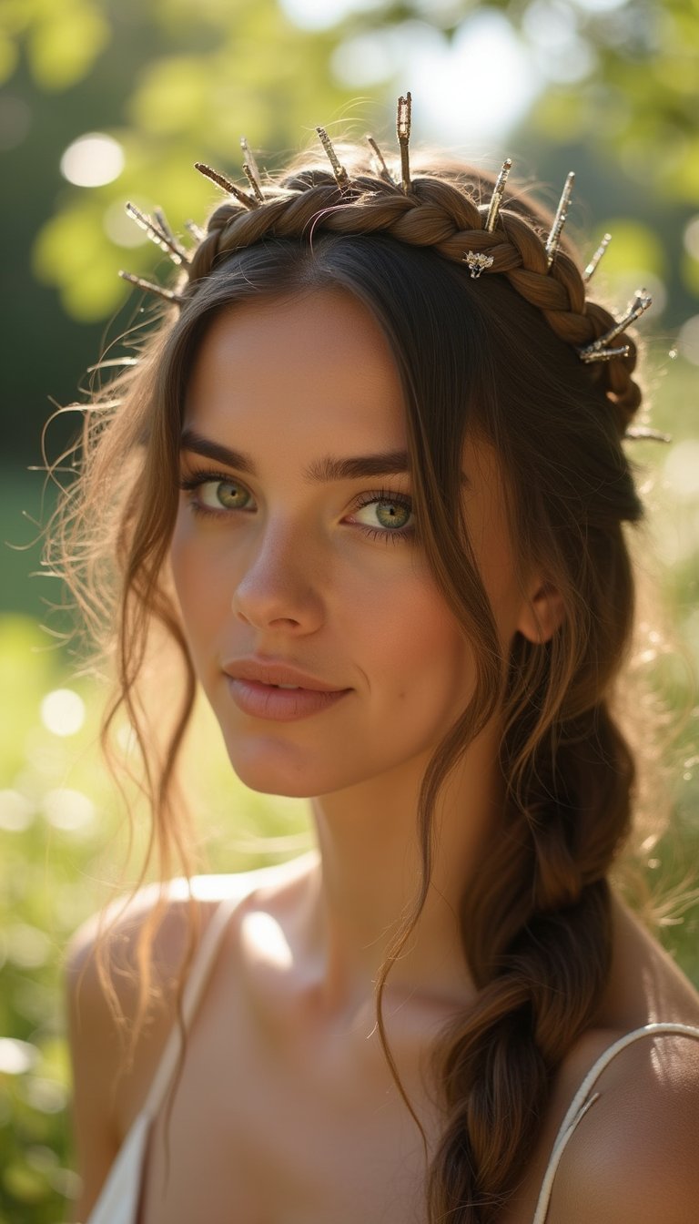 Boho Braided Crown Paired With Mini Claw Clips