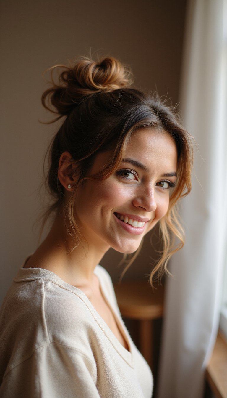 Effortless Messy Bun With Claw Clip Lift