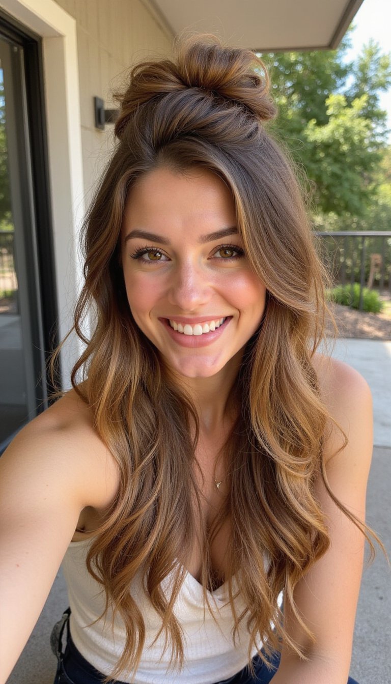 Half-Up Bubble With Chunky Claw Clip Accent