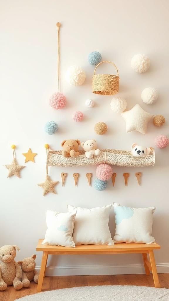 Playroom Basket Wall For Soft Toys And Books