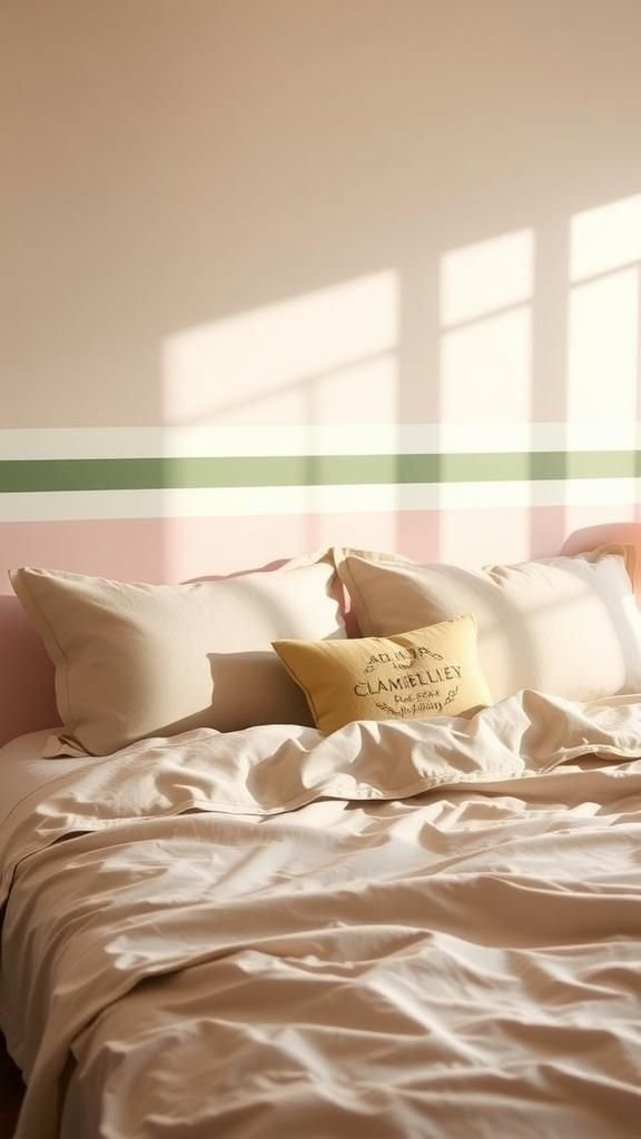 Graphic Faux Headboard Using Tape Stripes