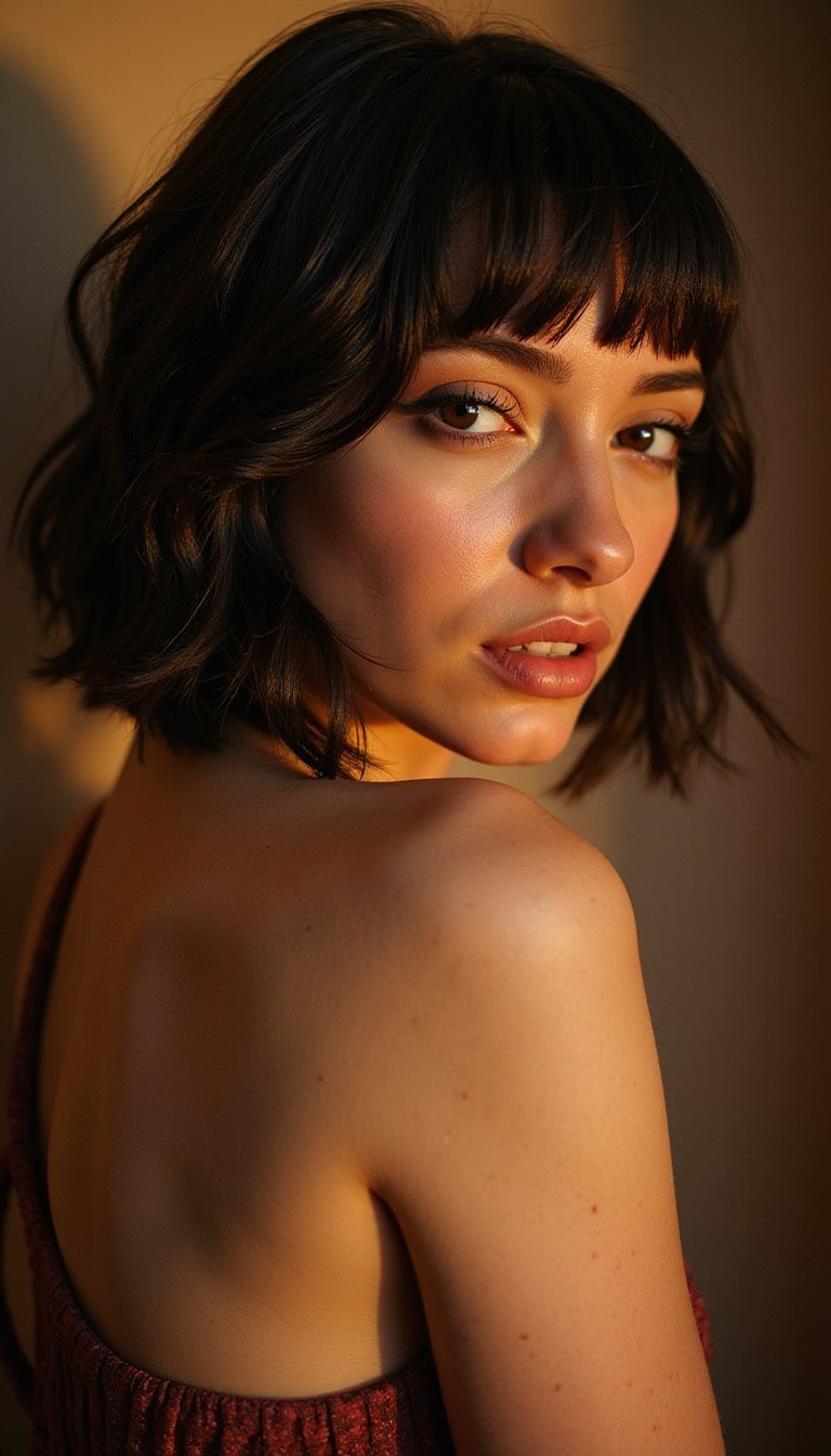 Asymmetrical Bob With Wispy Side Fringe
