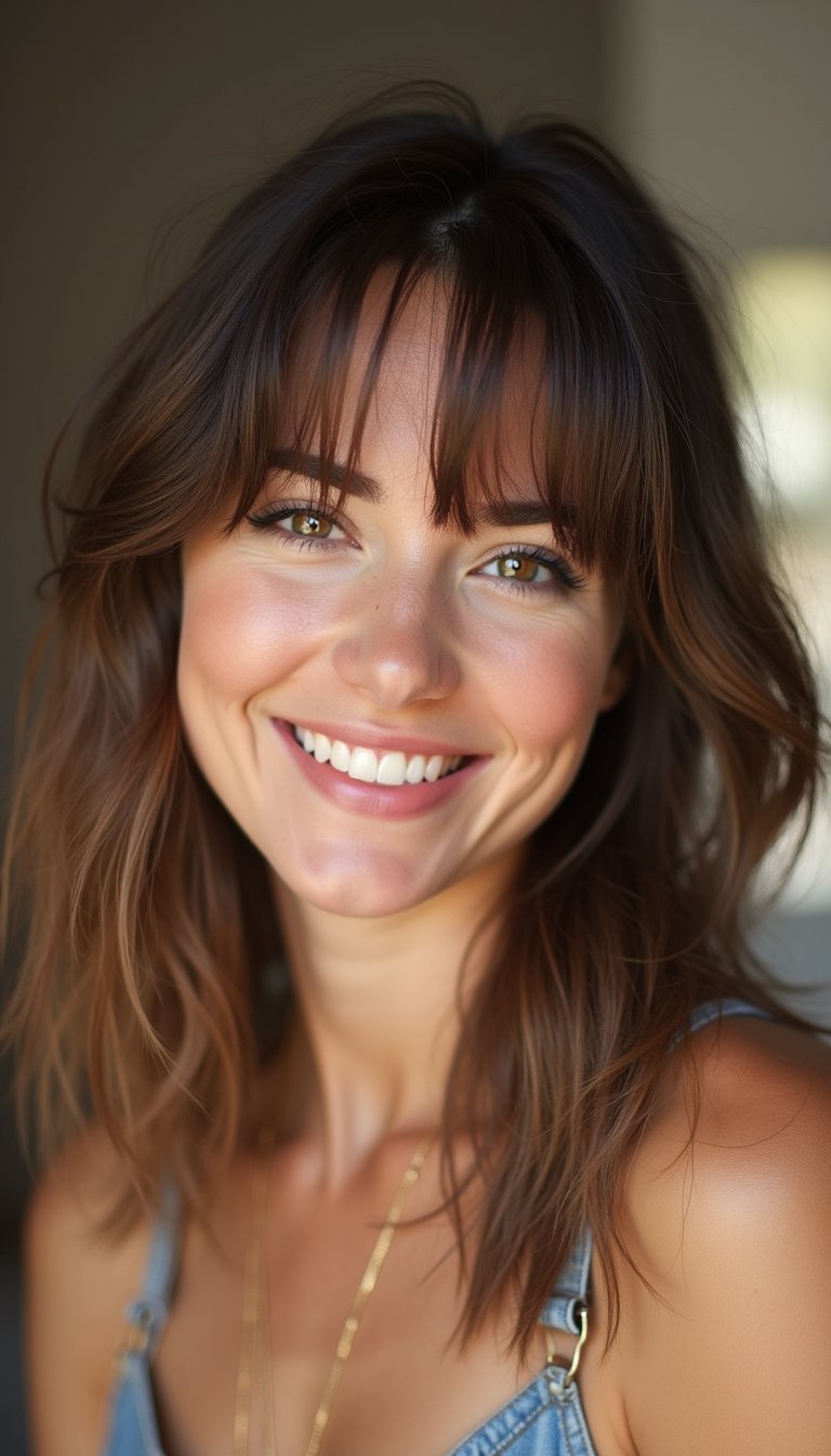 Soft Wispy Bangs With Face-Framing Layers