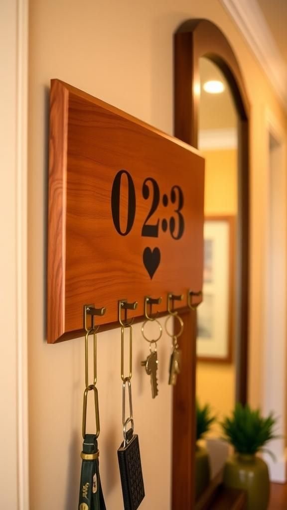 Coordinates Key Rack On Stained Solid Wood
