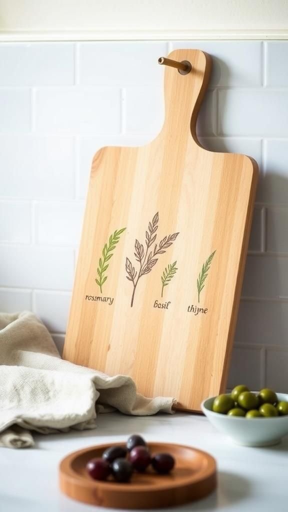 Herb Motif Charcuterie Board for Kitchen Display