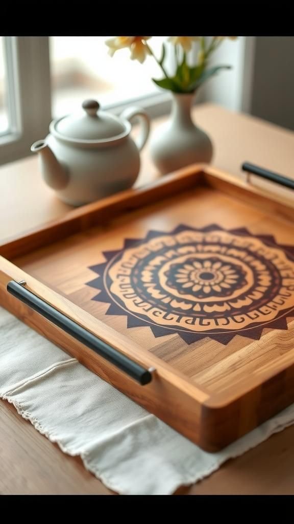 Intricate Mandala Serving Tray Accent Piece