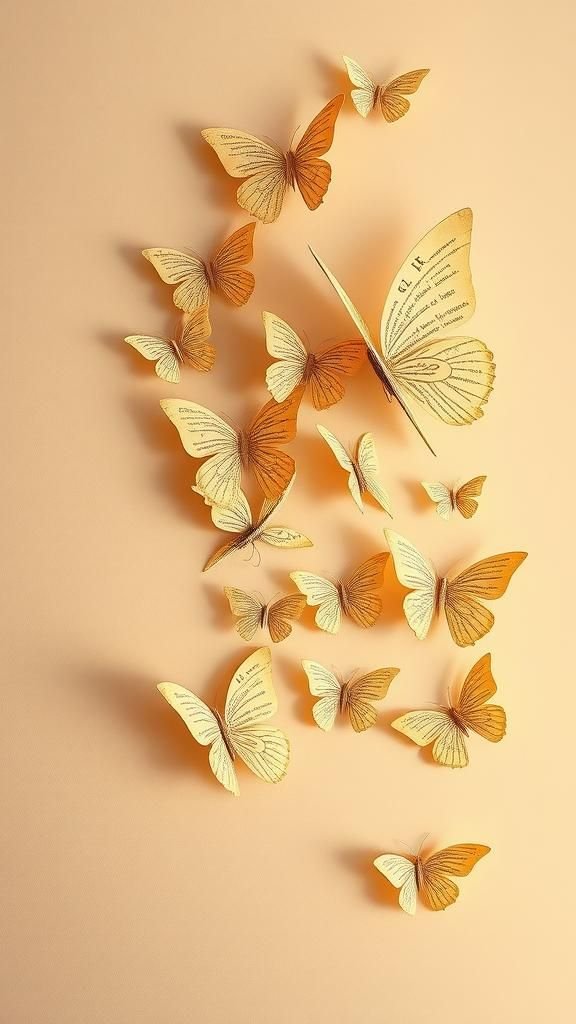 Book page butterflies creating a paper migration