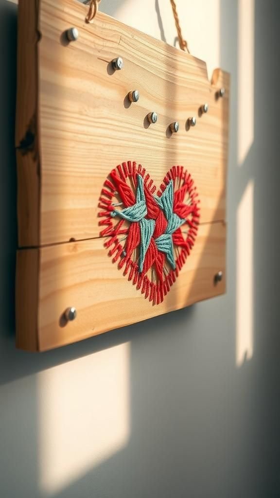 String Art on Reclaimed Wood with Nails