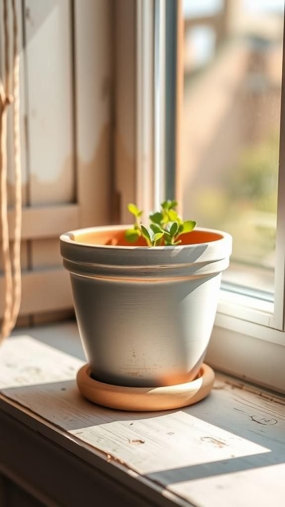 Painted terracotta pot with farmhouse flair