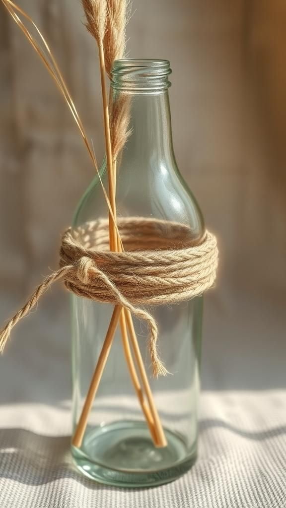 Rope-wrapped glass bottle for coastal touch