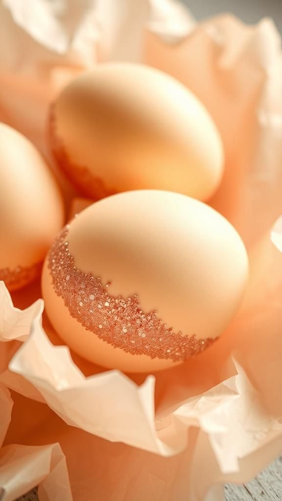 Glitter-dipped eggs with textured sparkle edges