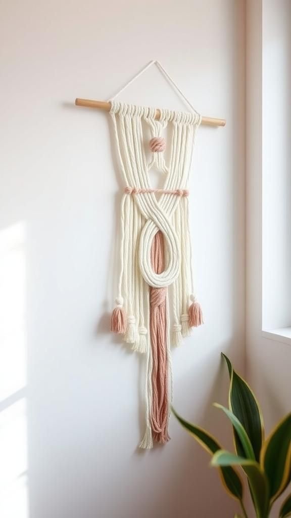 Mini macrame wall hanging for tiny spaces