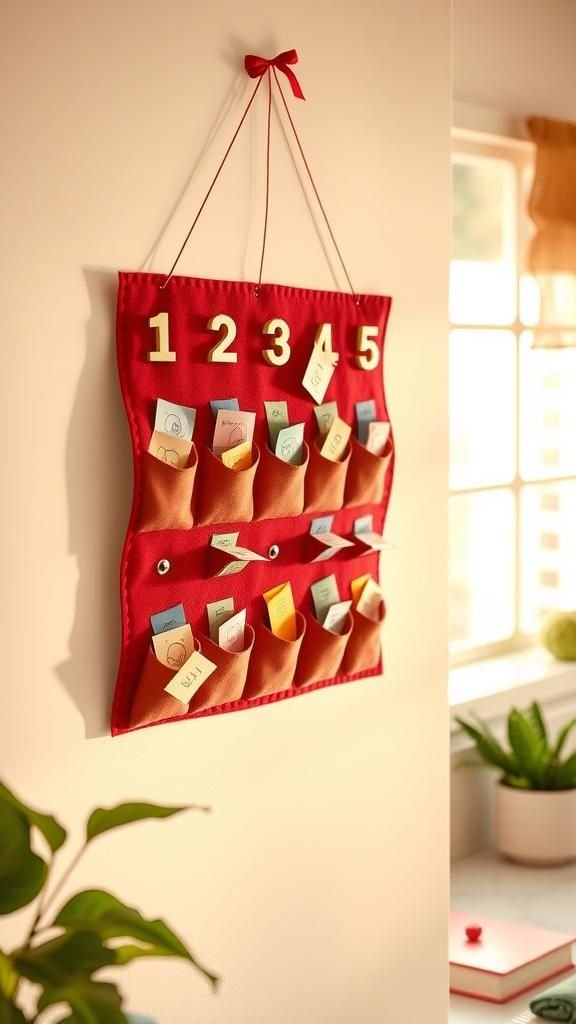 Countdown felt calendar with numbered pockets