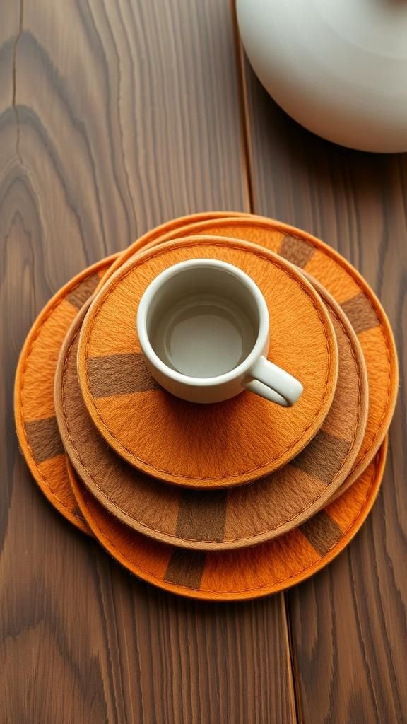 Cozy round felt coasters that soak up spills