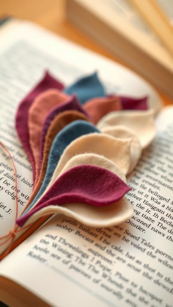 Felt bookmarks with tactile layered petal edges