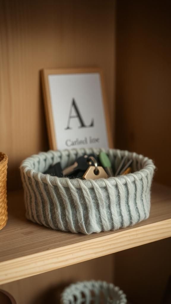 Felt storage basket that holds tiny things