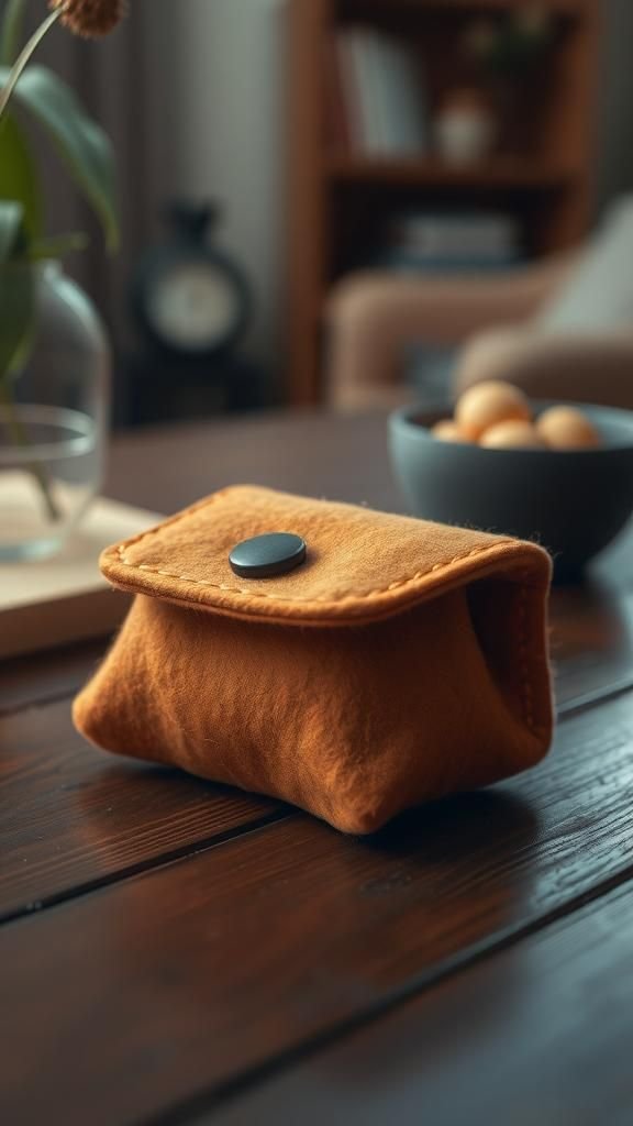 Little felt coin pouch for pocket treasures
