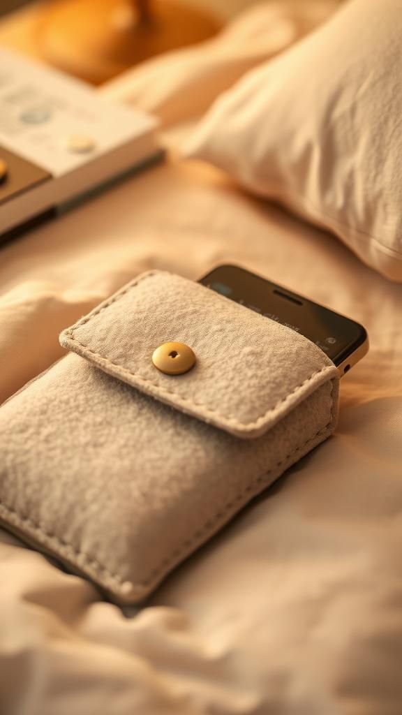 Soft felt phone sleeve with buttoned flap