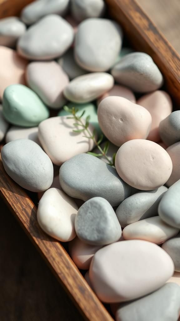 Hand painted pastel pebble tray for centerpieces