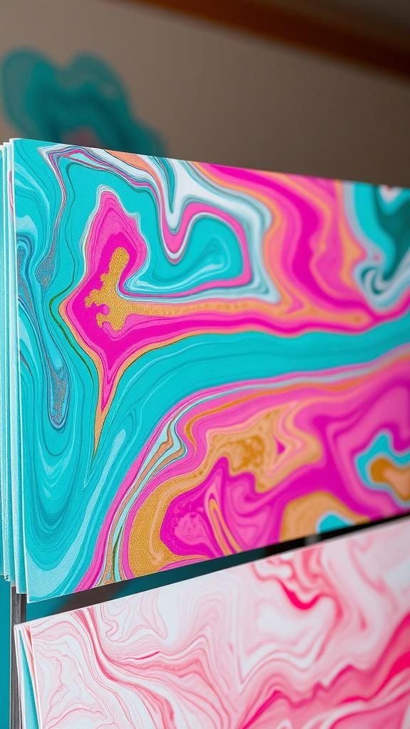 Marbled Easter-style paper sheets for creative cards