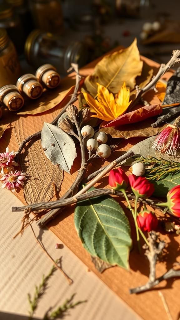 Nature collage on cardboard for tiny explorers