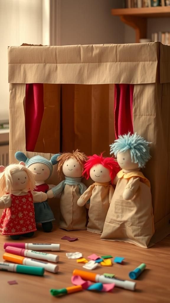 Paper bag puppet theater for tiny dramatists