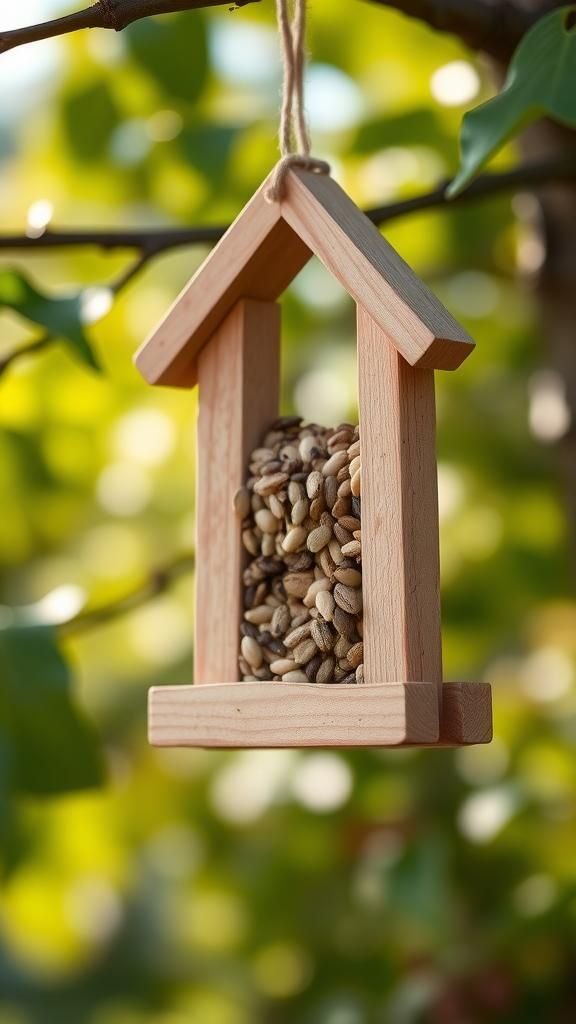Popsicle stick bird feeder for backyard guests