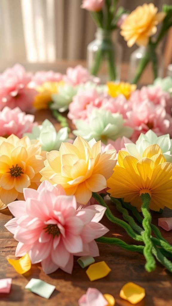 Puffy tissue paper flowers that smell like spring