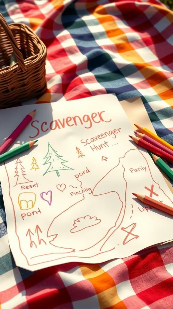 Spring scavenger hunt craft map for outdoor fun