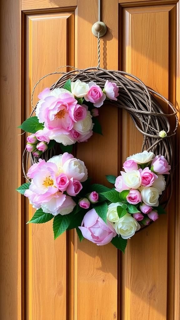 Grapevine base with clustered spring blooms
