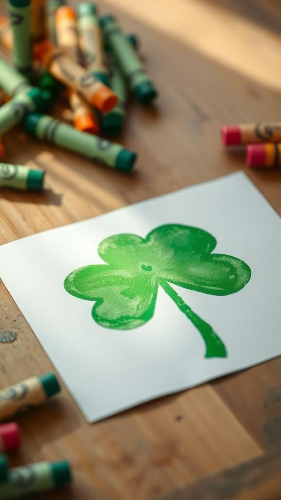 Crayon shamrock rubbings with textured fun