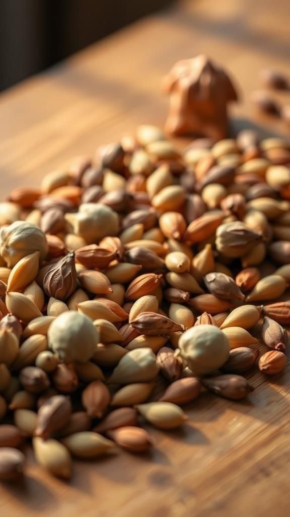 Seed pod table scatter for quiet organic texture