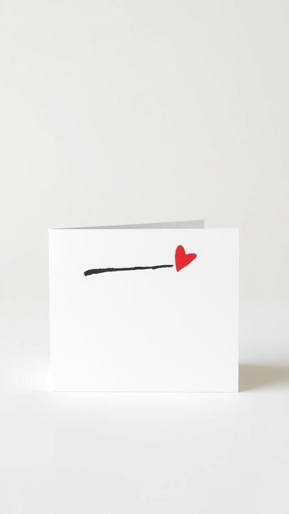 Minimalist black ink sketch with small red heart