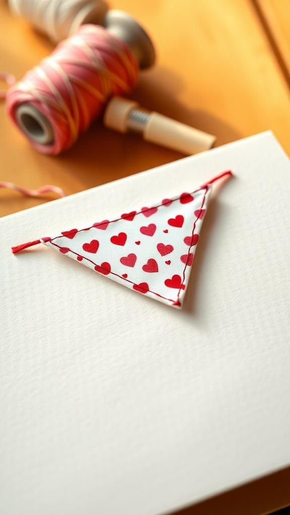 Tiny fabric banner stitched across the front