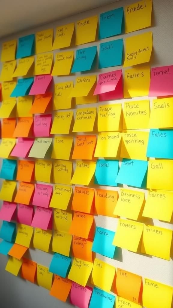 Minimal sticky-note cascade for micro-goals and reminders