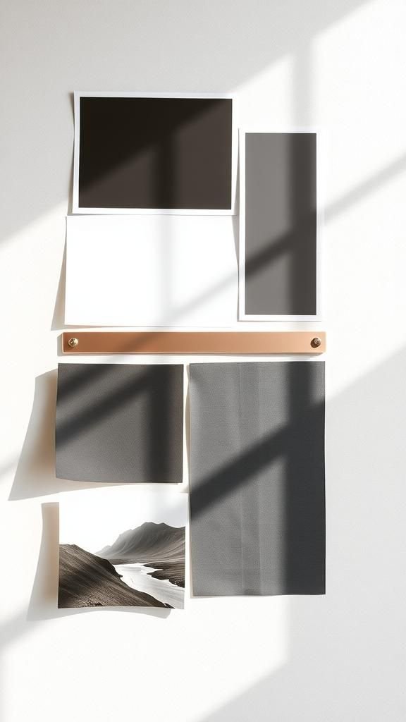 Minimalist monochrome board with clean lines and negative space