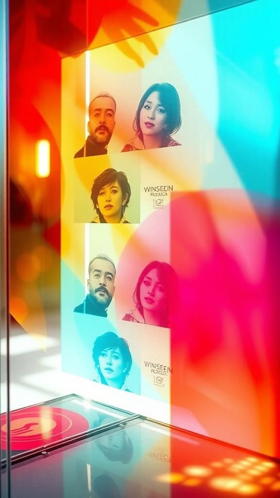 Vision glass window: transparent sheets layered like stained glass