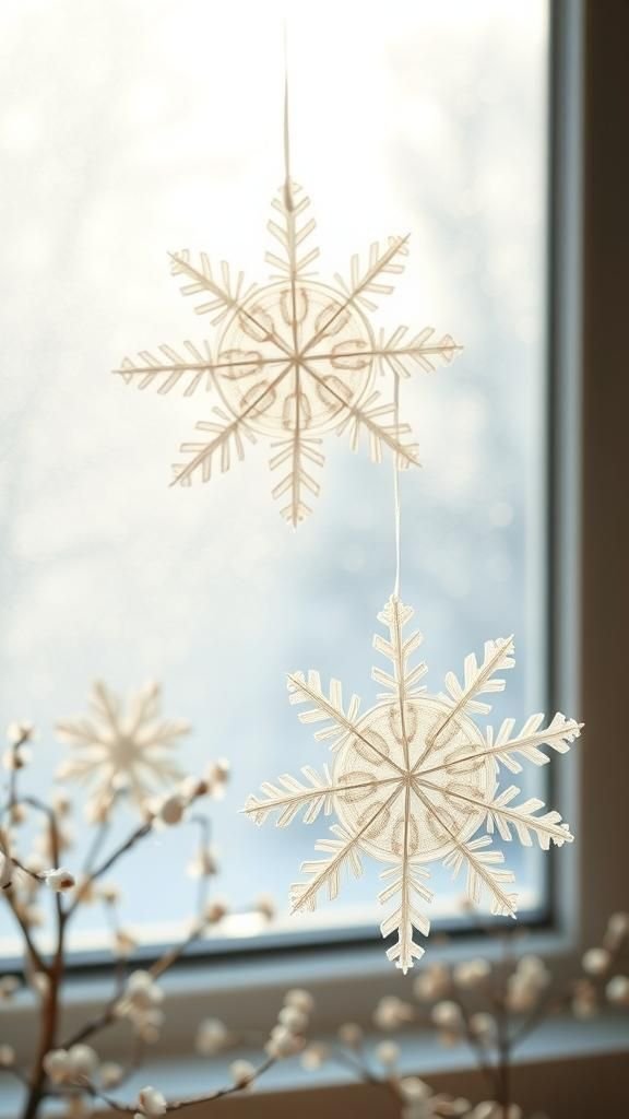 Coffee filter snowflakes with soft translucence