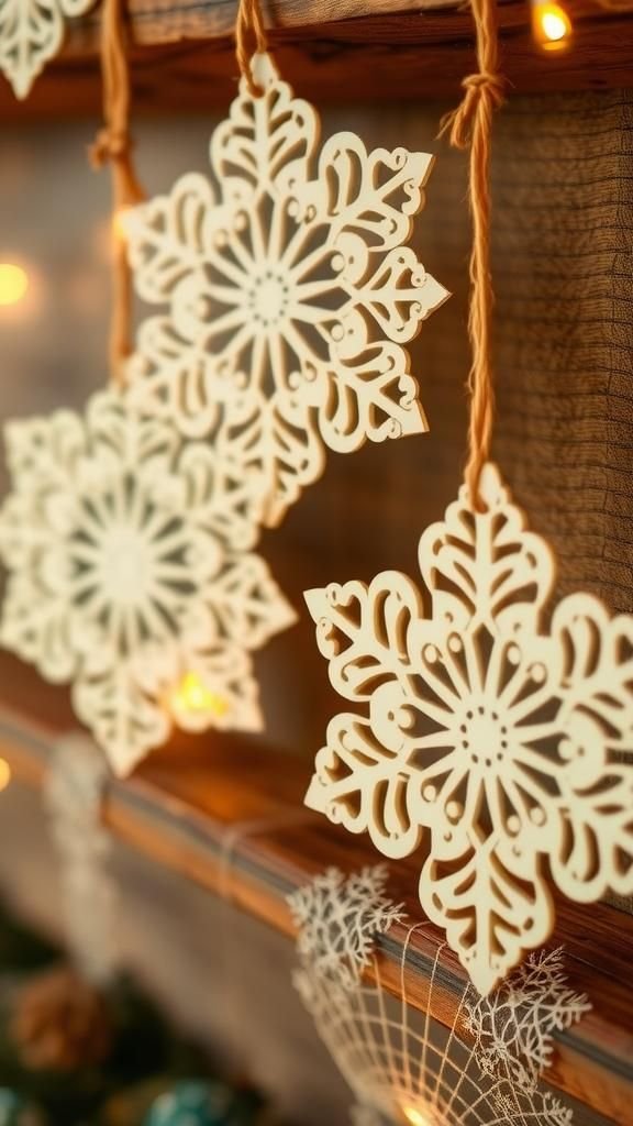 Doily-inspired delicate paper snowflake ornament charm