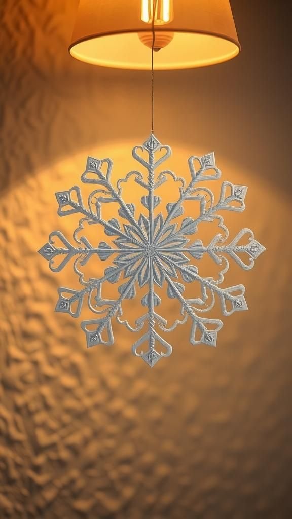 Intricate lace-style snowflake from thin paper